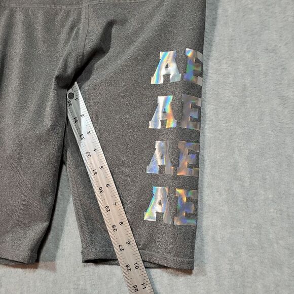 Aéropostale Shorts Womens Medium Gray Activewear Biker High Waisted Logo Pull On - Picture 4 of 8